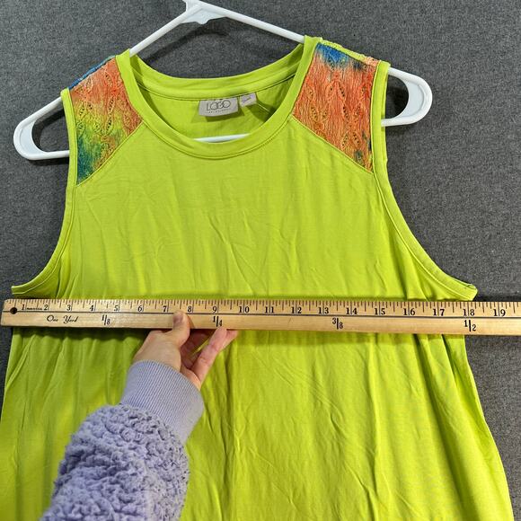 LOGO by Lori Goldstein Regular Ravon 230 Dress with Tie-Dye Hem Wild Lime Small - Picture 7 of 12